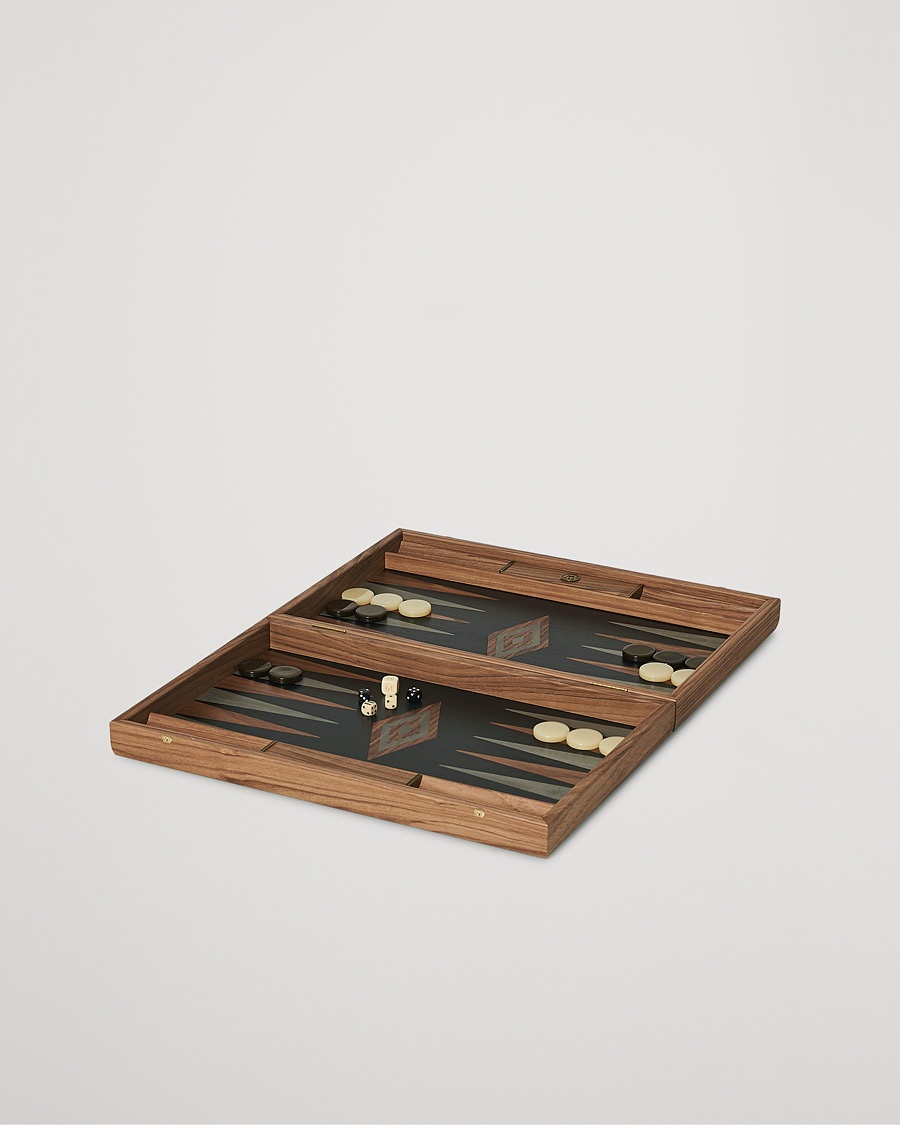 Manopoulos Walnut & Black Oak Large Backgammon – Brown