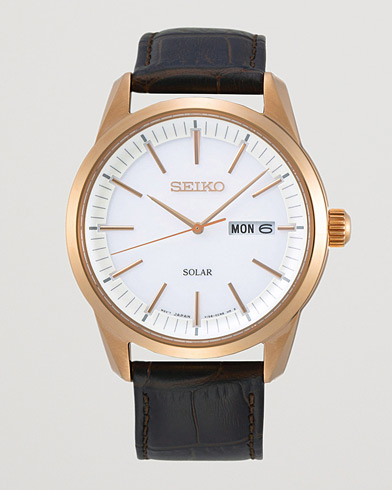 Men | Watches | Seiko | Solar Sapphire 40mm Rose Gold Steel White Dial