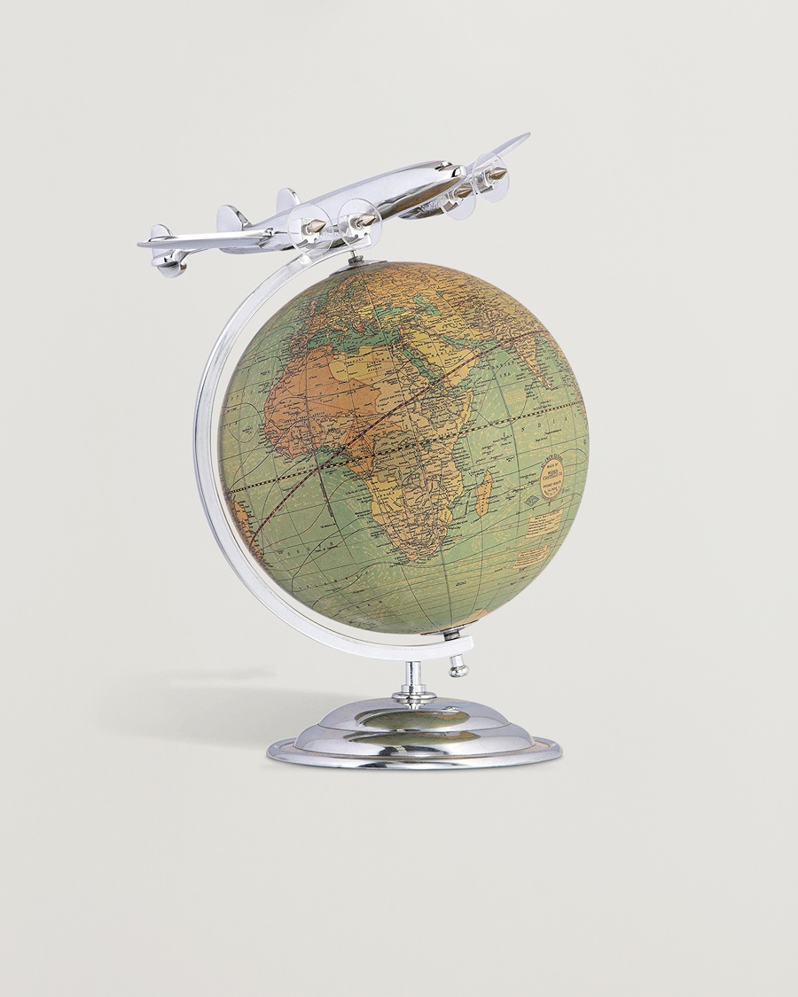 Authentic Models On Top Of The World Globe and Plane Silver – Silver