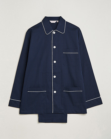 Men | Loungewear | Derek Rose | Royal Piped Cotton Pyjama Set Navy