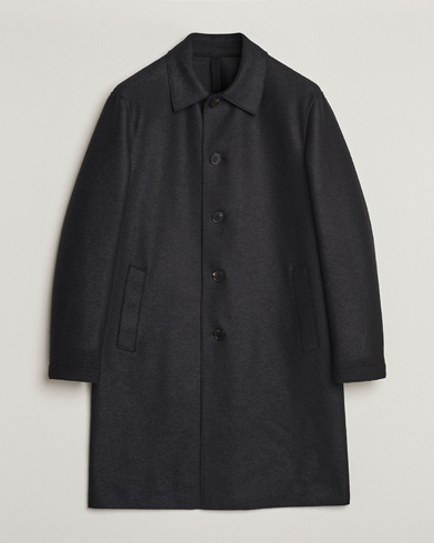 Men | Autumn Jackets | Harris Wharf London | Pressed Wool Mac Coat Black