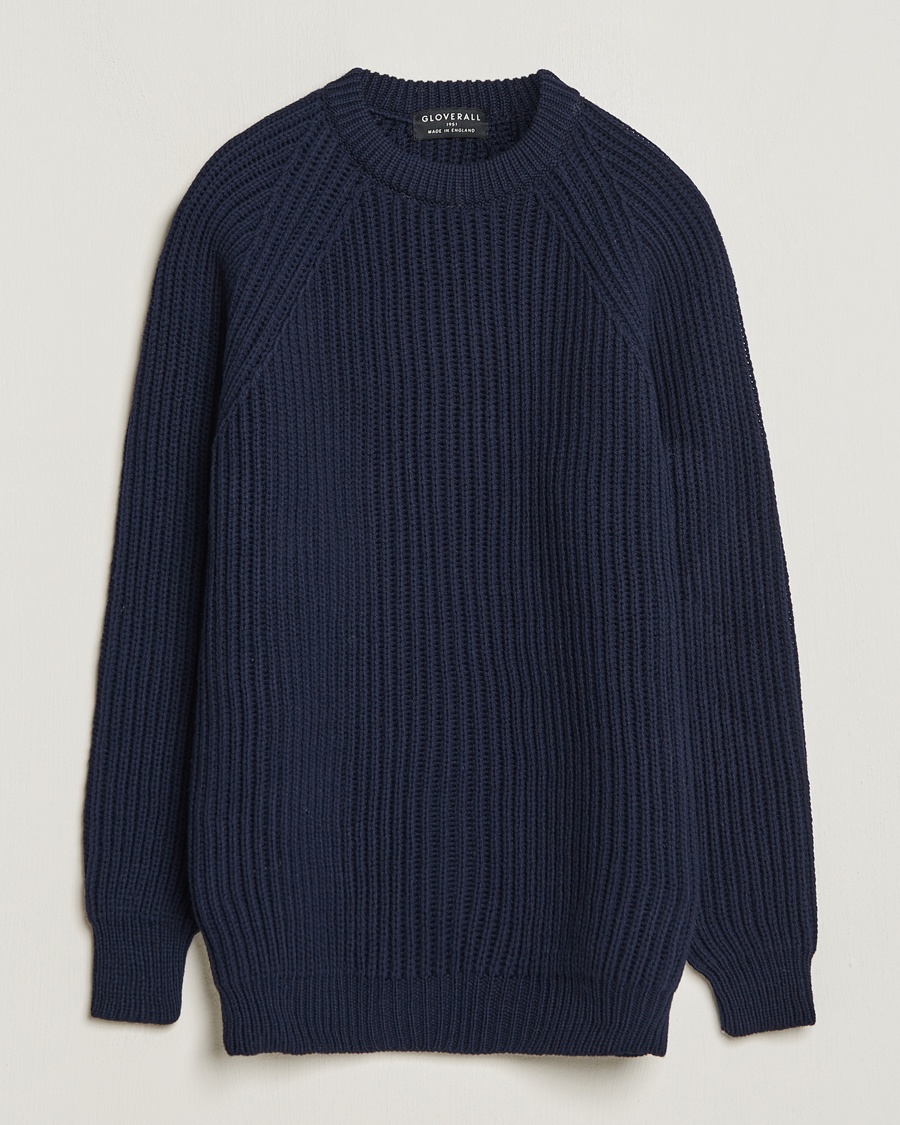 Gran Sasso Cotton/Cashmere Knitted Crew Neck Sweater Navy Melange