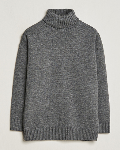 Men | Gloverall | Gloverall | Submariner Chunky Wool Roll Neck Grey