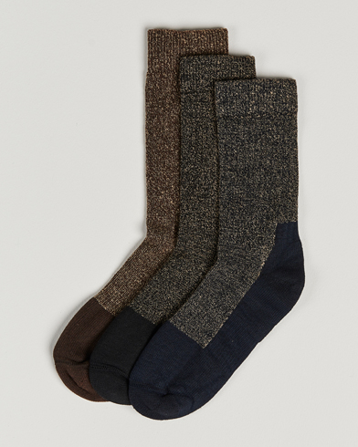 Men | For the Nature Lover | Red Wing Shoes | Wool Deep Toe-Capped Crew 3-Pack Brown/Navy/Black