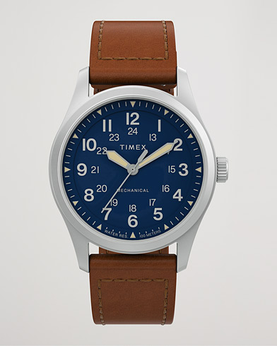 Men | Leather strap | Timex | Field Post Mechanical Watch 38mm Blue Dial