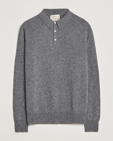 Men |  | People's Republic of Cashmere | Cashmere Long Sleeve Polo Heather Grey