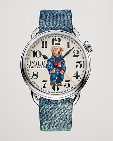 Men | Fabric strap | Polo Ralph Lauren | 42mm Automatic Denim Flag Bear Steel With White Dial