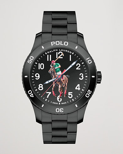 Men | Stainless steel strap | Polo Ralph Lauren | 42mm Automatic Pony Player  Black Dial