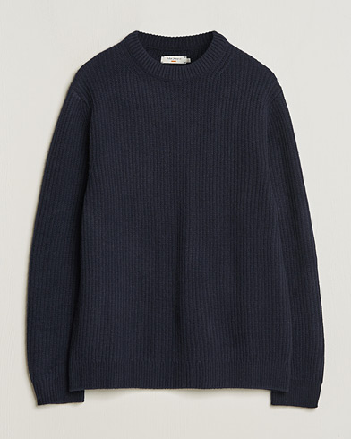 Men | Knitted Jumpers | Nudie Jeans | August Wool Rib Knitted Sweater Navy
