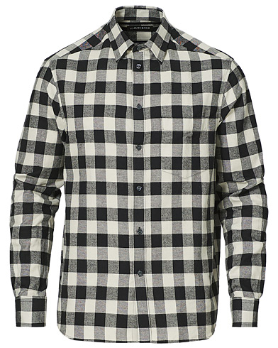 Flannel Shirts |  Woton Wool Gingham Shirt Black