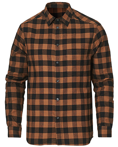 Flannel Shirts |  Woton Wool Gingham Shirt Penny Brown