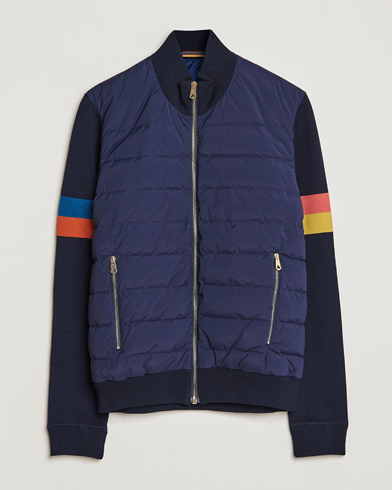 Men | Down Jackets | Paul Smith | Knitted Hybrid Down Jacket Navy