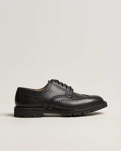 Men | Handmade Shoes | Crockett & Jones | Pembroke Derbys Scotch Grain Vibram Black Calf
