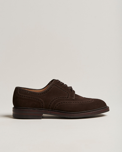 Men | Shoes | Crockett & Jones | Pembroke Derbys Dainite Sole Dark Brown Suede