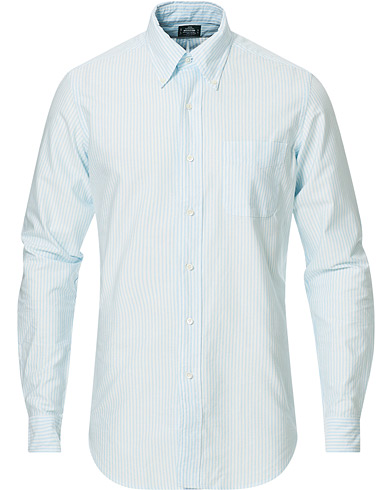 Men |  | Kamakura Shirts | Slim Fit Oxford BD Sport Shirt Light Blue Stripe