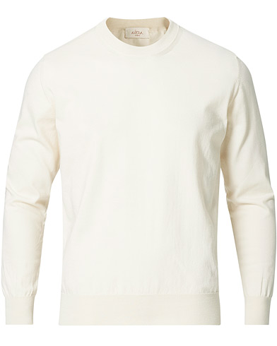 Crew Neck Jumpers |  Extrafine Cotton Crew Neck Pullover Off White
