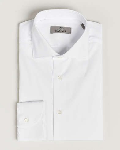 Men | Business Shirts | Canali | Slim Fit Cotton/Stretch Shirt White