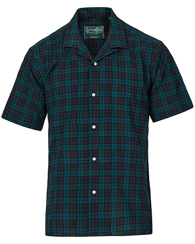 Men |  | Gitman Vintage | Panama Cloth Camp Collar Shirt Blackwatch