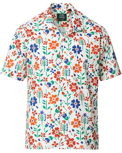Men |  | Gitman Vintage | Flores Camp Collar Shirt White/Orange