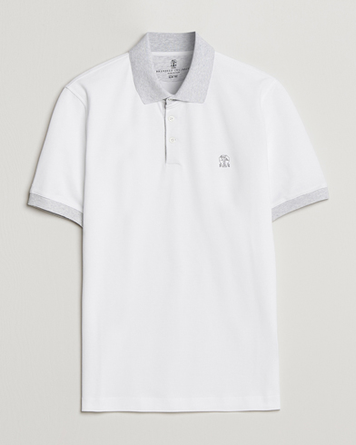 Men | Short Sleeve Polo Shirts | Brunello Cucinelli | Short Sleeve Polo Piquet White