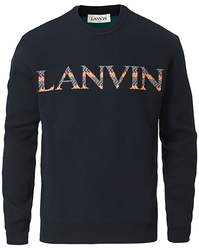 Men |  | Lanvin | Jacquard Logo Knitted Sweater Navy