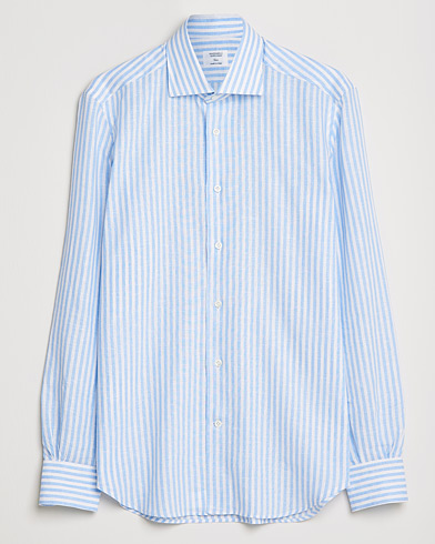  |  Soft Cotton/Linen Shirt Light Blue Stripe