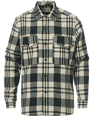 Flannel Shirts |  Cardiff Checked Flannel Shirt Off White/Seaweed
