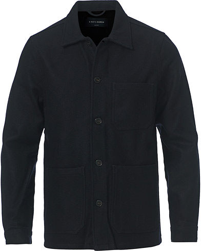 Men | Spring Jackets | A Day's March | Original Wool Overshirt Navy