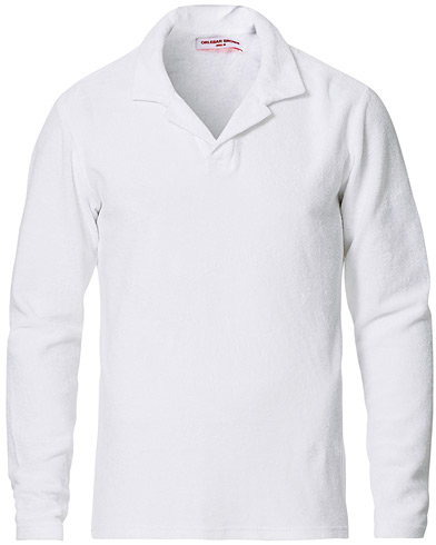 Men | Long Sleeve Polo Shirts | Orlebar Brown | Terry Long Sleeve Polo White