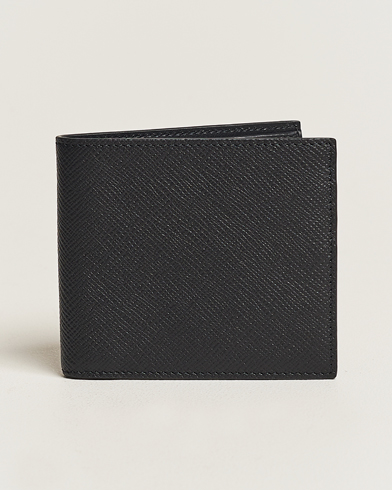 Men | Bi-fold & Zip Wallets | Smythson | Panama 6 Card Wallet Black Leather