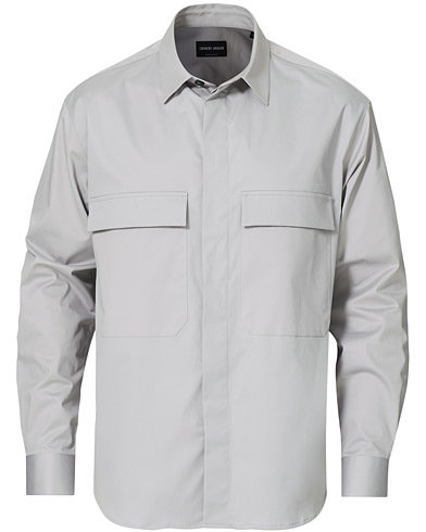 Men | Spring Jackets | Giorgio Armani | Cotton Overshirt Light Grey
