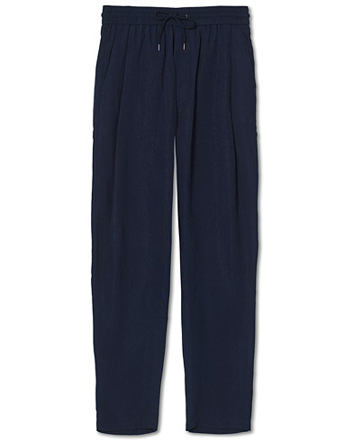 Drawstring Trousers |  Soft Cupro Drawstring Trousers Navy