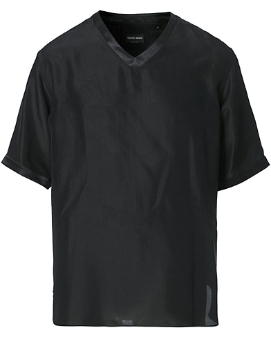Men | Luxury Brands | Giorgio Armani | Loose Fit Silk T-Shirt Black