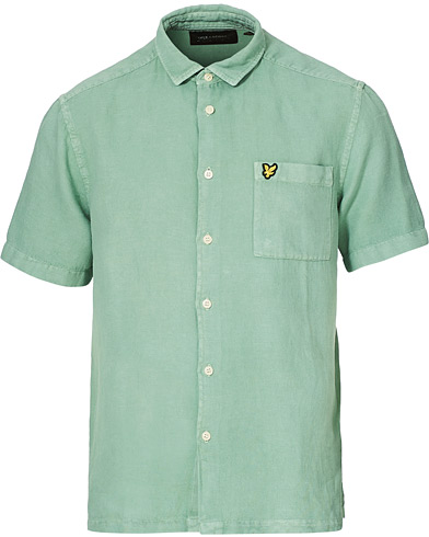 Short Sleeve Shirts |  Washed Cotton Linen Shirt Green Glaze
