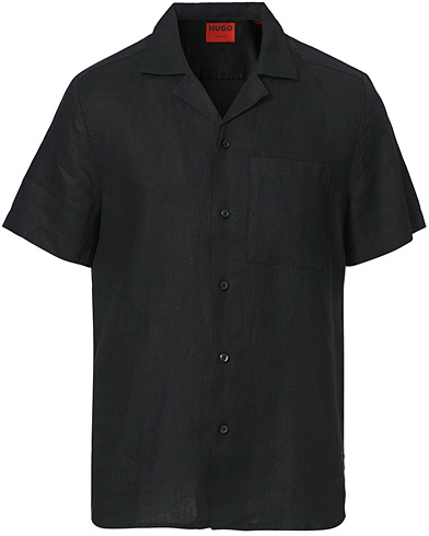  |  Ellino Linen Resort Collar Short Sleeve Shirt Black