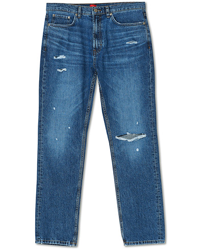 Men | Jeans | HUGO | 677 Regular Fit Distressed Jeans Medium Blue