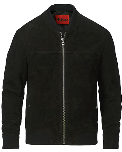 Men | Search result | HUGO | Laoto Perforated Suede Jacket Black