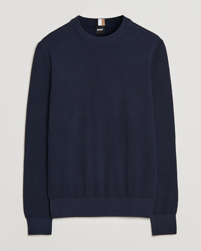 Men | Business & Beyond | BOSS | Ecaio Knitted Structured Sweater Dark Blue