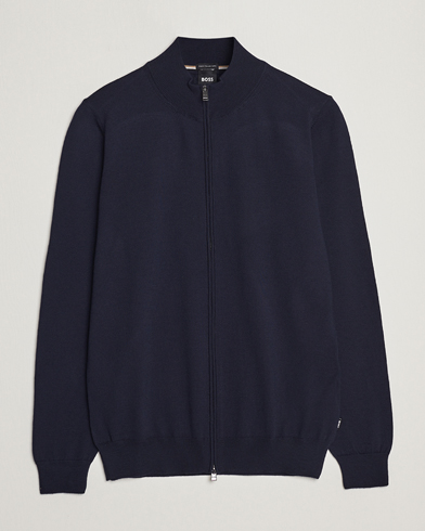 Men | Sweaters & Knitwear | BOSS | Balonso Full-Zip Sweater Dark Blue