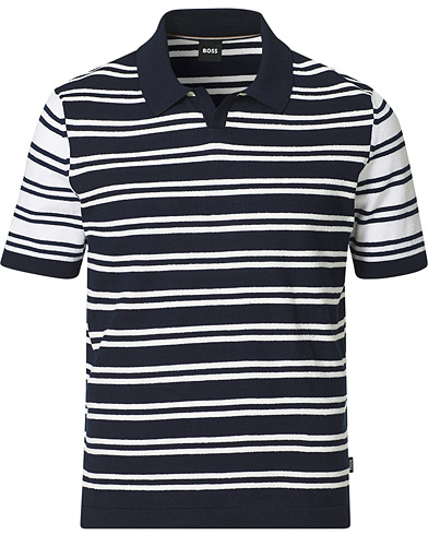 Knitted Polo Shirts |  Erroi Knitted Striped Polo Blue/White