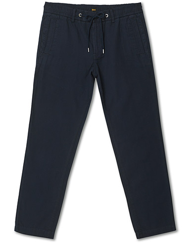 Trousers |  Taber Summer Canvas Drawstring Pants Dark Blue