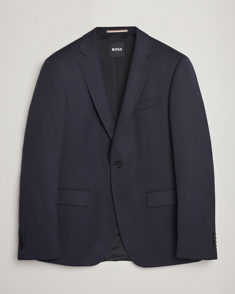 Huge Slim Fit Wool Blazer Dark Blue – Blue
