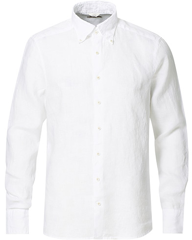 Stenströms Slimline Button Down Linen Shirt White