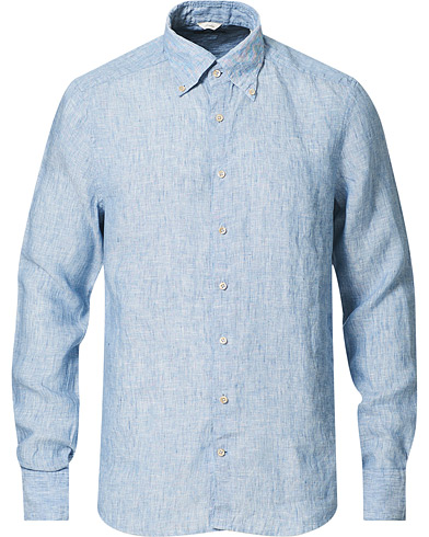  |  Slimline Button Down Linen Shirt Light Blue