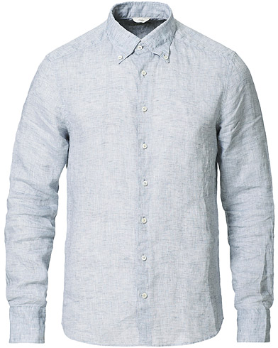 Stenströms Slimline Button Down Linen Shirt Light Grey