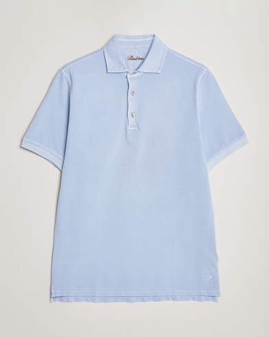 Men |  | Stenströms | Pigment Dyed Cotton Polo Shirt Light Blue
