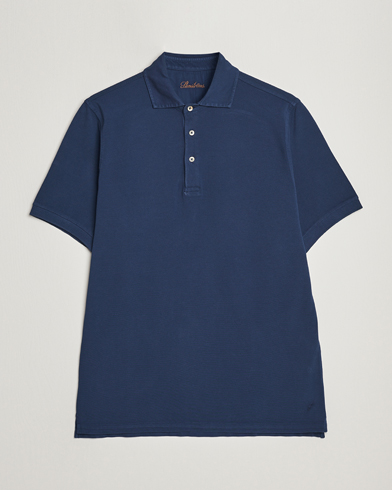 Stenströms Pigment Dyed Cotton Polo Shirt Navy