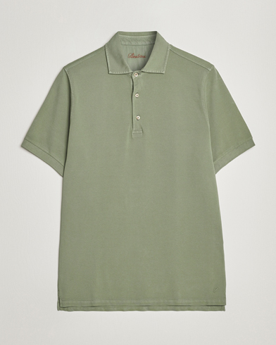 Men |  | Stenströms | Pigment Dyed Cotton Polo Shirt Green