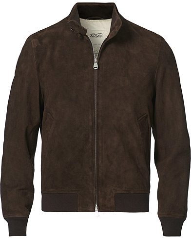 Coats & Jackets |  Suede Zip Blouson Dark Brown