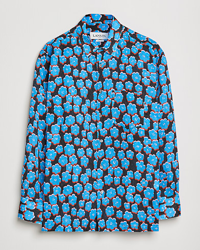 Men |  | Lanvin | Printed Flower Shirt Black/Blue